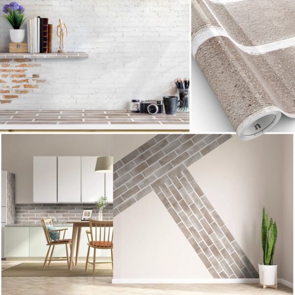 Klebefolie Möbelfolie Küche Folie selbstklebend DIY glänzend PVC-frei 0,45x3m – Ziegeloptik braun