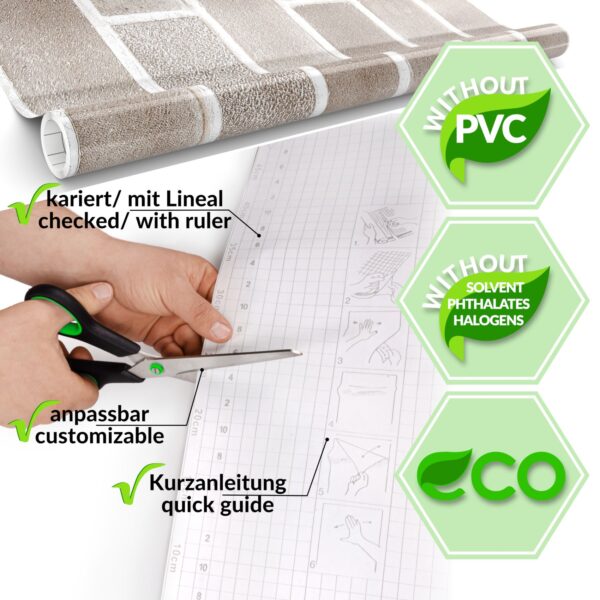 Klebefolie Möbelfolie Küche Folie selbstklebend DIY glänzend PVC-frei 0,45x3m – Ziegeloptik braun