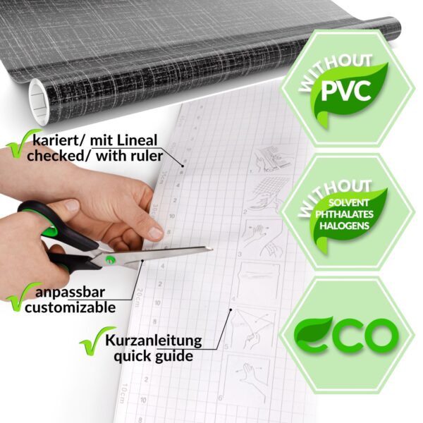 Klebefolie Möbelfolie Küche Folie selbstklebend DIY glänzend PVC-frei 0,45x3m – Leinen Anthrazit