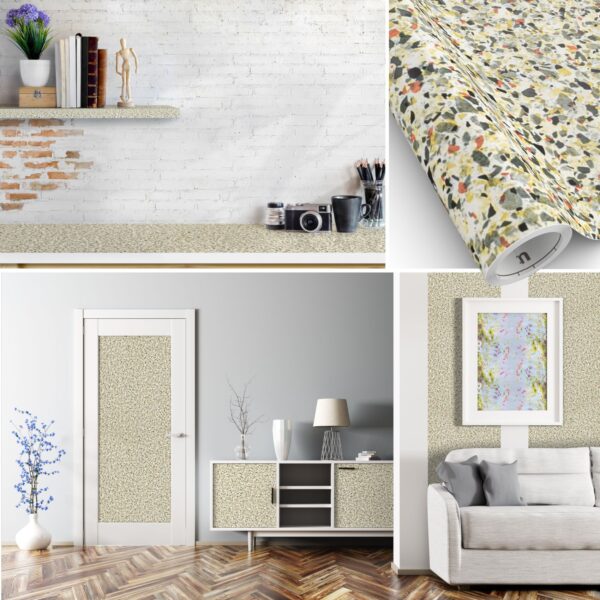 Klebefolie Möbelfolie matt selbstklebende Dekofolie Möbel 0,45x2m PVC-frei – Terrazzo