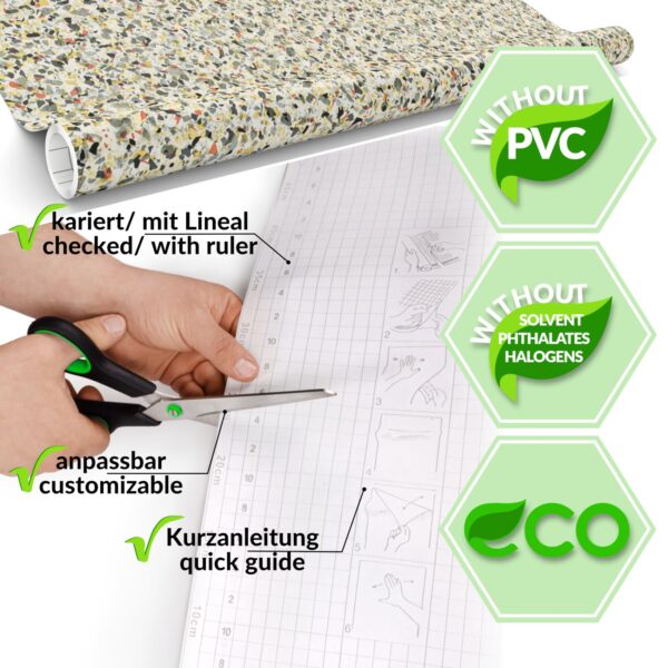 Klebefolie Möbelfolie matt selbstklebende Dekofolie Möbel 0,45x2m PVC-frei – Terrazzo
