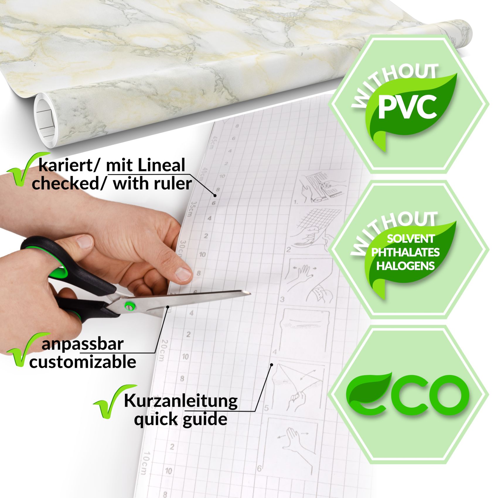 XPLD057_50 Klebefolie Möbelfolie matt selbstklebende Dekofolie Möbel 0,45x2m PVC-frei – Marmor Beige