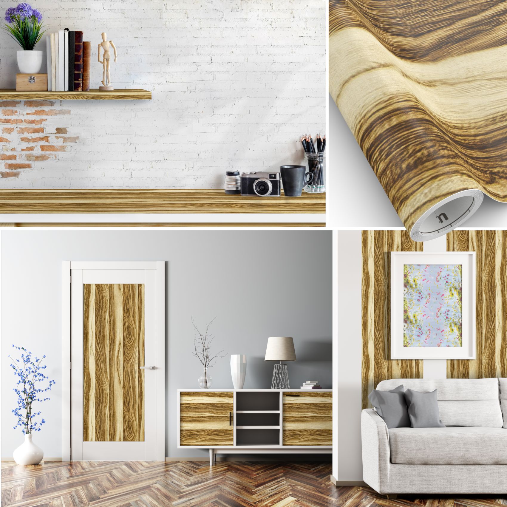 Klebefolie Möbelfolie matt selbstklebende Dekofolie Möbel 0,45x2m PVC-frei – Holzdekorfolie Braun