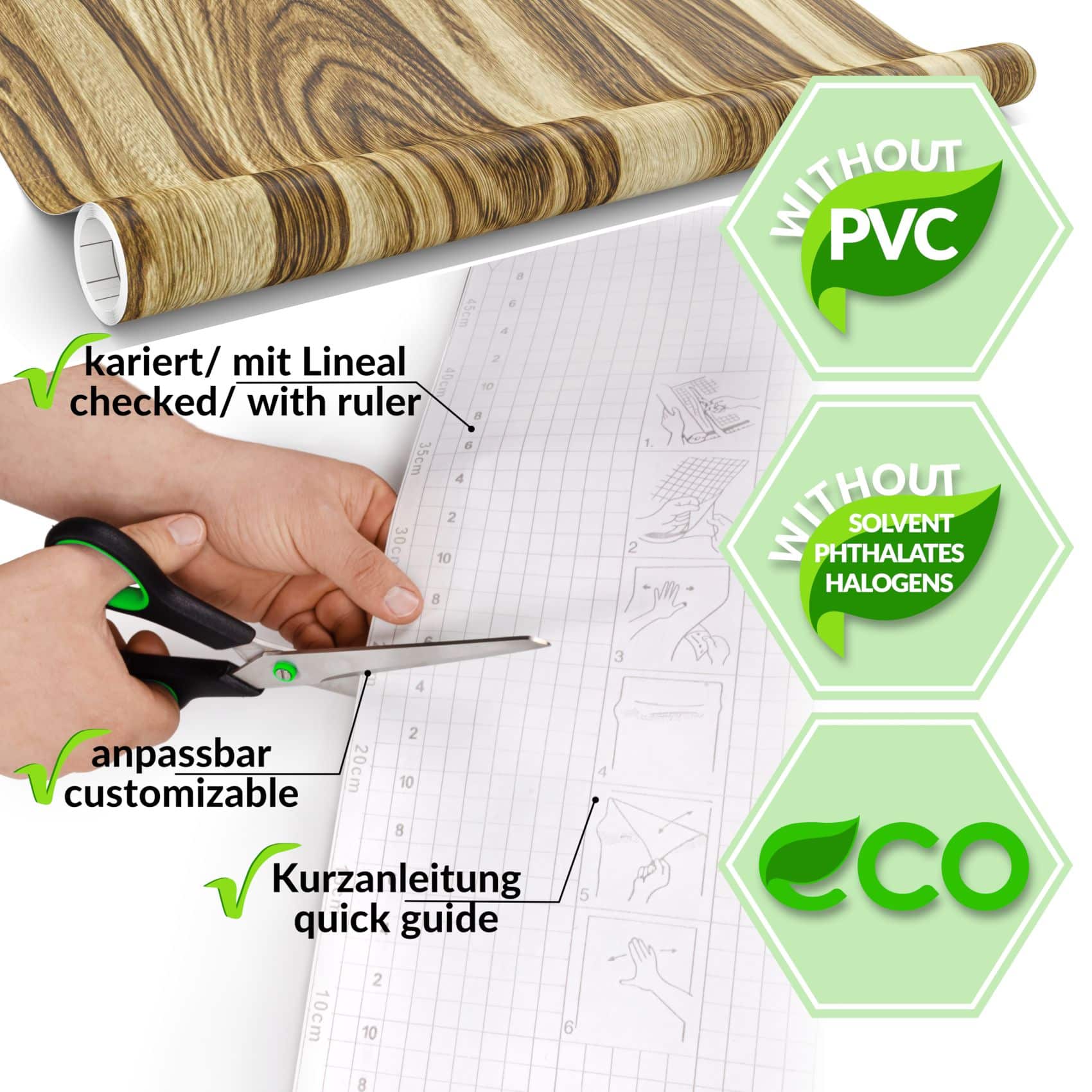 Klebefolie Möbelfolie matt selbstklebende Dekofolie Möbel 0,45x2m PVC-frei – Holzdekorfolie Braun