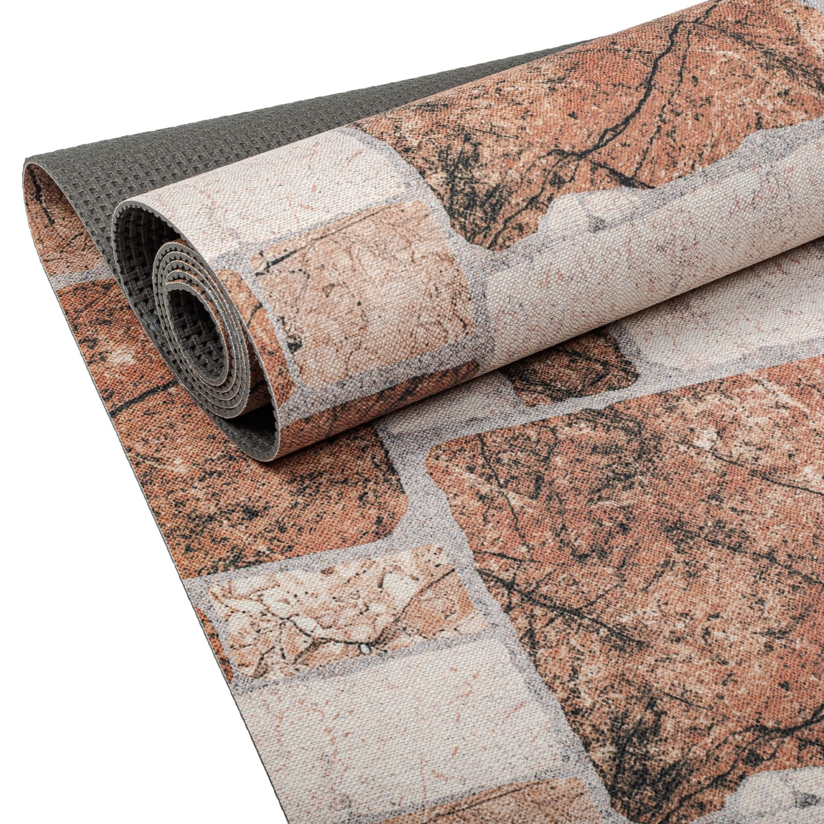 ANRO Küchenläufer RANNA Hochwertig Küchenteppich Teppich Textil, Eckig, Bodenläufer 100x65cm Granit Braun pflegeleicht
