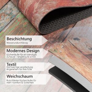 Küchenläufer Küchenteppich Läufer abwaschbar Motiv Holz Breite 65cm