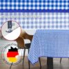 Tischdecke aus Stoff Textil Tischwäsche abwaschbar Tischtuch Baumwolle Polyester Vichy Blue In-/Outdoor Tischdecke