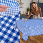 Tischdecke aus Stoff Textil Tischwäsche abwaschbar Tischtuch Baumwolle Polyester Vichy Blue In-/Outdoor Tischdecke