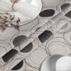 Tischdecke aus Stoff Textil Tischwäsche abwaschbar Tischtuch Baumwolle Polyester Circles Grey In-/Outdoor Tischdecke – 90x130cm, Schnittkante