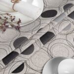 Tischdecke aus Stoff Textil Tischwäsche abwaschbar Tischtuch Baumwolle Polyester Circles Grey In-/Outdoor Tischdecke