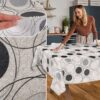 Tischdecke aus Stoff Textil Tischwäsche abwaschbar Tischtuch Baumwolle Polyester Circles Grey In-/Outdoor Tischdecke