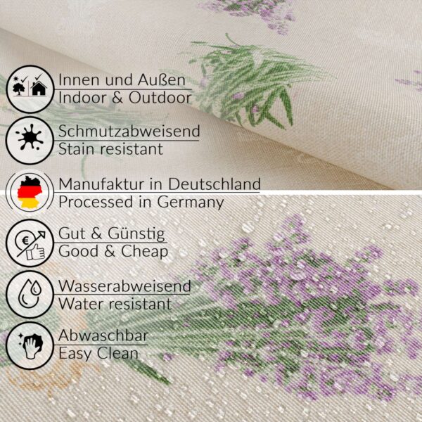 Tischdecke aus Stoff Textil Tischwäsche abwaschbar Tischtuch Baumwolle Polyester Lavender Beige In-/Outdoor Tischdecke – 90x130cm, Schnittkante