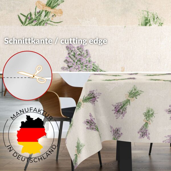 Tischdecke aus Stoff Textil Tischwäsche abwaschbar Tischtuch Baumwolle Polyester Lavender Beige In-/Outdoor Tischdecke – 90x130cm, Schnittkante