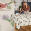 Tischdecke aus Stoff Textil Tischwäsche abwaschbar Tischtuch Baumwolle Polyester Lavender Beige In-/Outdoor Tischdecke