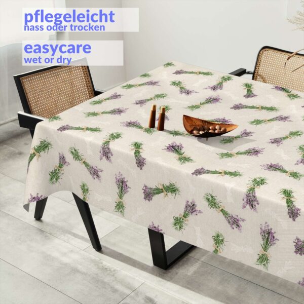 Tischdecke aus Stoff Textil Tischwäsche abwaschbar Tischtuch Baumwolle Polyester Lavender Beige In-/Outdoor Tischdecke – 90x130cm, Schnittkante