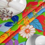 Tischdecke aus Stoff Textil Tischwäsche abwaschbar Tischtuch Baumwolle Polyester Colourful Flowers In-/Outdoor Tischdecke