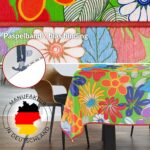 Tischdecke aus Stoff Textil Tischwäsche abwaschbar Tischtuch Baumwolle Polyester Colourful Flowers In-/Outdoor Tischdecke