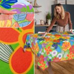 Tischdecke aus Stoff Textil Tischwäsche abwaschbar Tischtuch Baumwolle Polyester Colourful Flowers In-/Outdoor Tischdecke