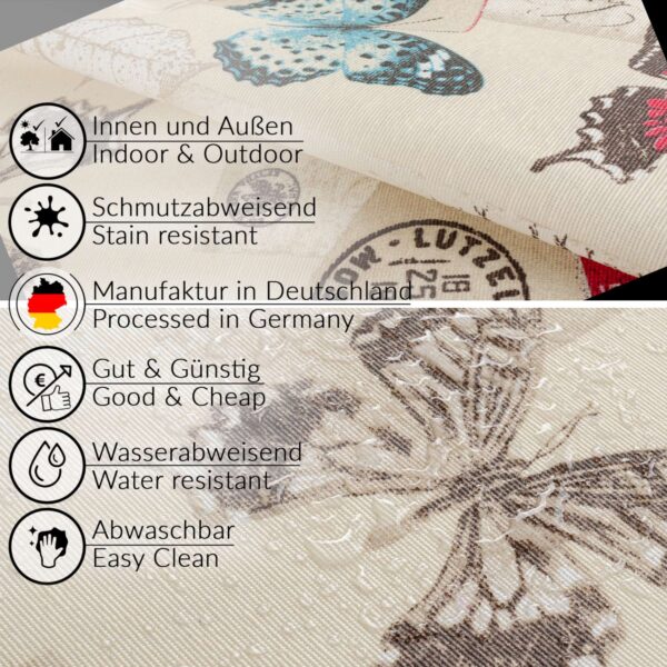 Tischdecke aus Stoff Textil Tischwäsche abwaschbar Tischtuch Baumwolle Polyester Butterflies In-/Outdoor Tischdecke – 90x130cm, Schnittkante