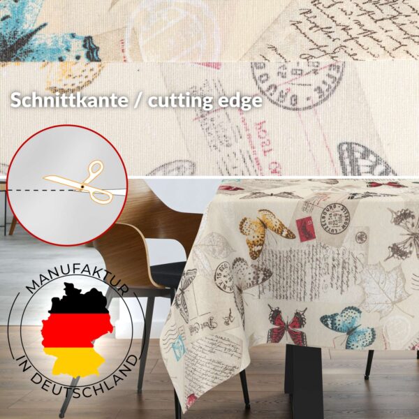 Tischdecke aus Stoff Textil Tischwäsche abwaschbar Tischtuch Baumwolle Polyester Butterflies In-/Outdoor Tischdecke – 90x130cm, Schnittkante