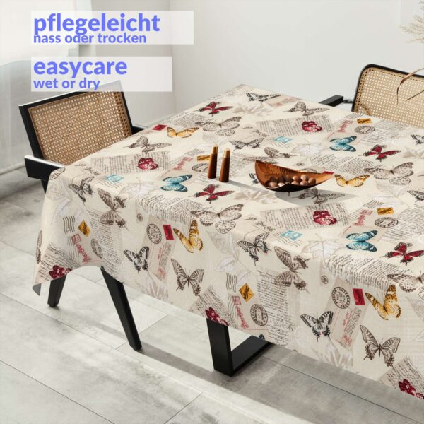 Tischdecke aus Stoff Textil Tischwäsche abwaschbar Tischtuch Baumwolle Polyester Butterflies In-/Outdoor Tischdecke – 90x130cm, Schnittkante