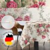 Tischdecke aus Stoff Textil Tischwäsche abwaschbar Tischtuch Baumwolle Polyester Roses In-/Outdoor Tischdecke – 90x130cm, Schnittkante