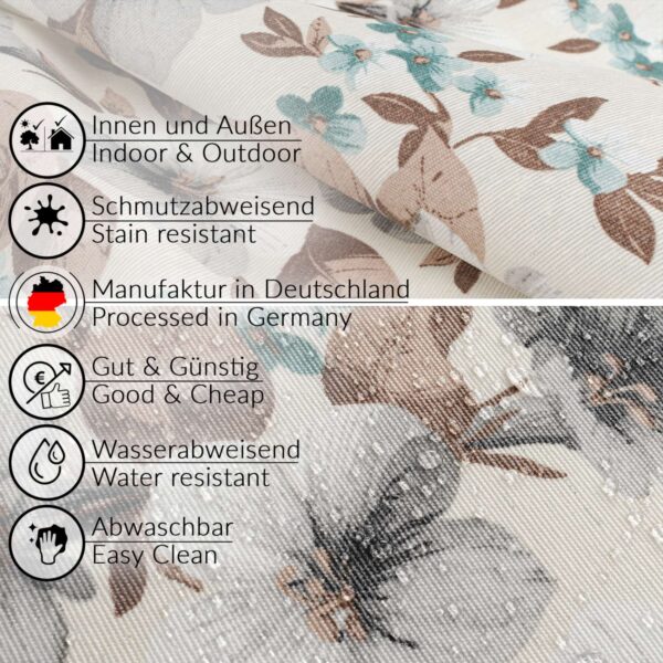 Tischdecke aus Stoff Textil Tischwäsche abwaschbar Tischtuch Baumwolle Polyester Silvia In-/Outdoor Tischdecke – 90x130cm, Schnittkante