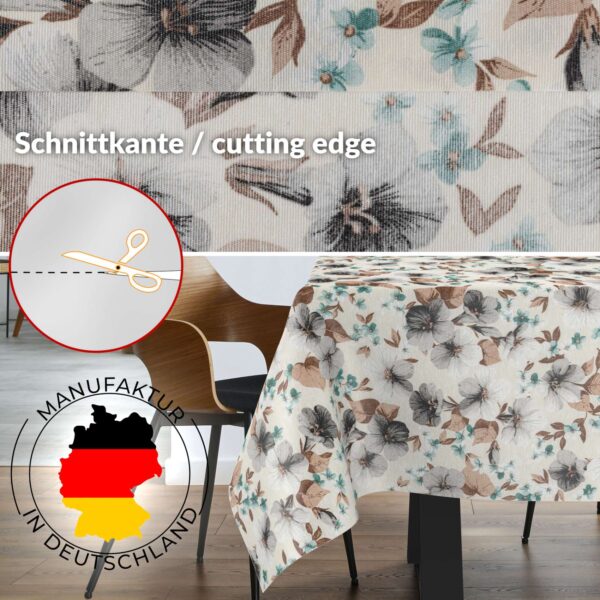 Tischdecke aus Stoff Textil Tischwäsche abwaschbar Tischtuch Baumwolle Polyester Silvia In-/Outdoor Tischdecke – 90x130cm, Schnittkante