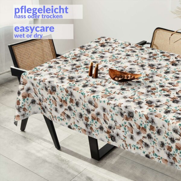 Tischdecke aus Stoff Textil Tischwäsche abwaschbar Tischtuch Baumwolle Polyester Silvia In-/Outdoor Tischdecke – 90x130cm, Schnittkante