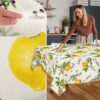 Tischdecke aus Stoff Textil Tischwäsche abwaschbar Tischtuch Baumwolle Polyester Lemon In-/Outdoor Tischdecke