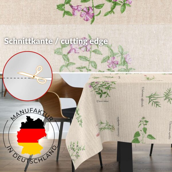 Tischdecke aus Stoff Textil Tischwäsche abwaschbar Tischtuch Baumwolle Polyester Aromatic Bio In-/Outdoor Tischdecke – 90x130cm, Schnittkante