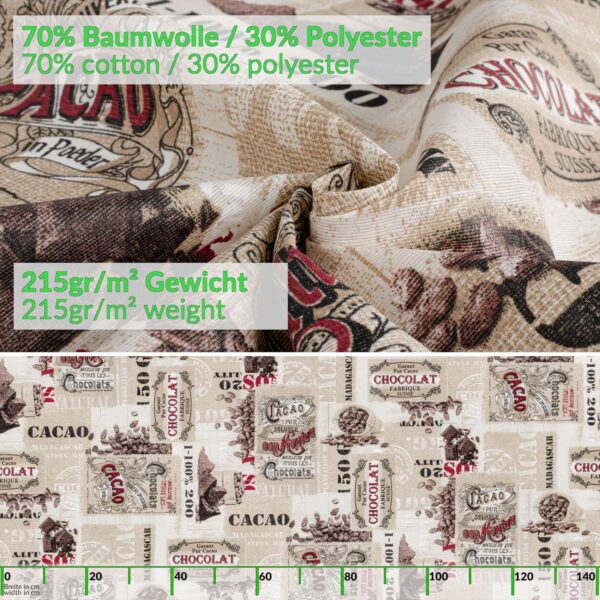 Tischdecke aus Stoff Textil Tischwäsche abwaschbar Tischtuch Baumwolle Polyester Cacao In-/Outdoor Tischdecke – 90x130cm, Schnittkante
