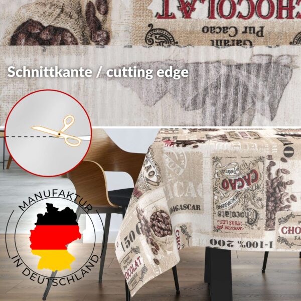 Tischdecke aus Stoff Textil Tischwäsche abwaschbar Tischtuch Baumwolle Polyester Cacao In-/Outdoor Tischdecke – 90x130cm, Schnittkante