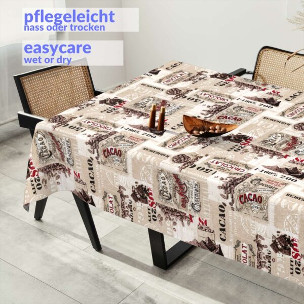 Tischdecke aus Stoff Textil Tischwäsche abwaschbar Tischtuch Baumwolle Polyester Cacao In-/Outdoor Tischdecke – 90x130cm, Schnittkante