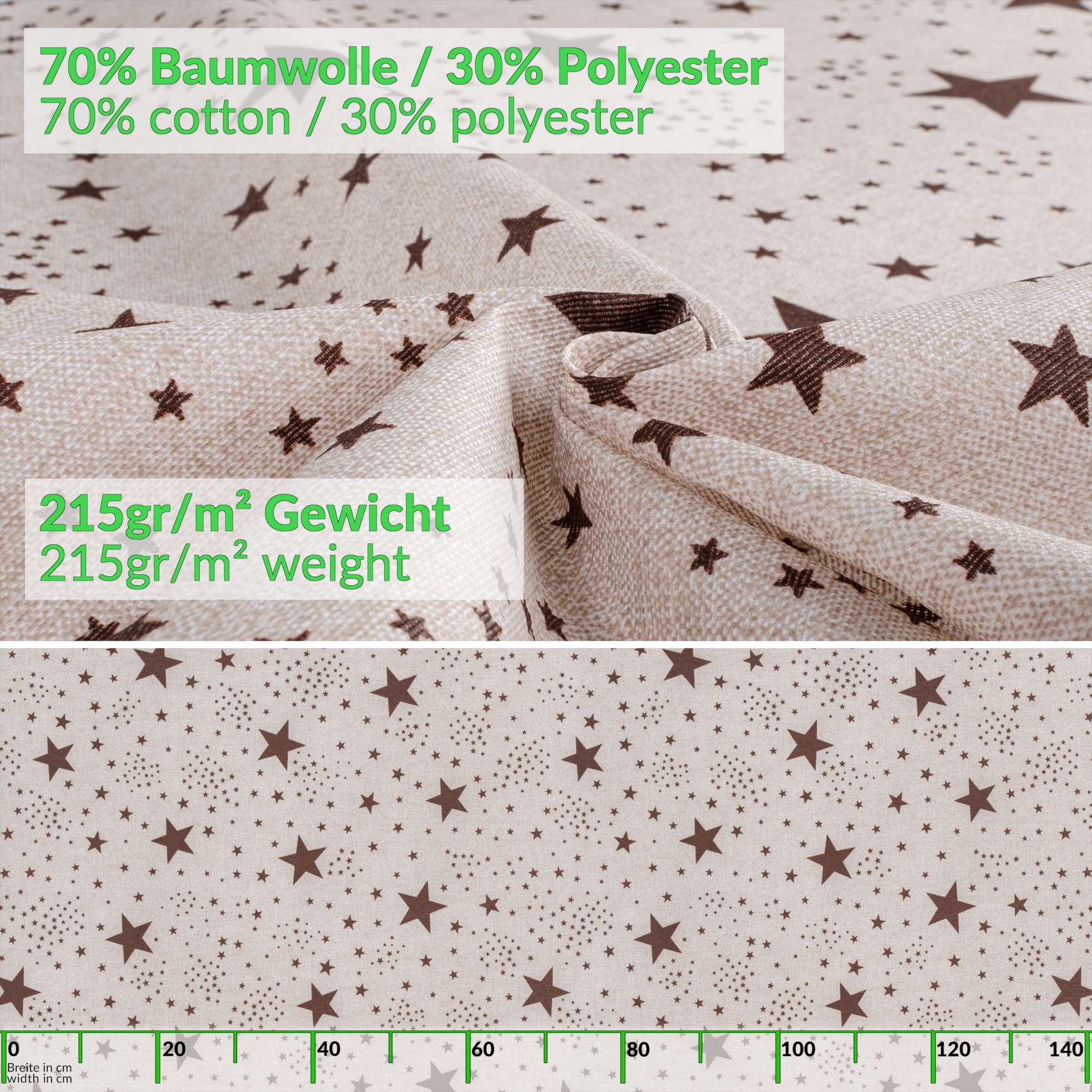 Weihnachtstischdecke Textil Tischdecke Tischwäsche abwaschbar Tischtuch Baumwolle Polyester Christmas Stars – Oval 180x140cm, Schnittkante