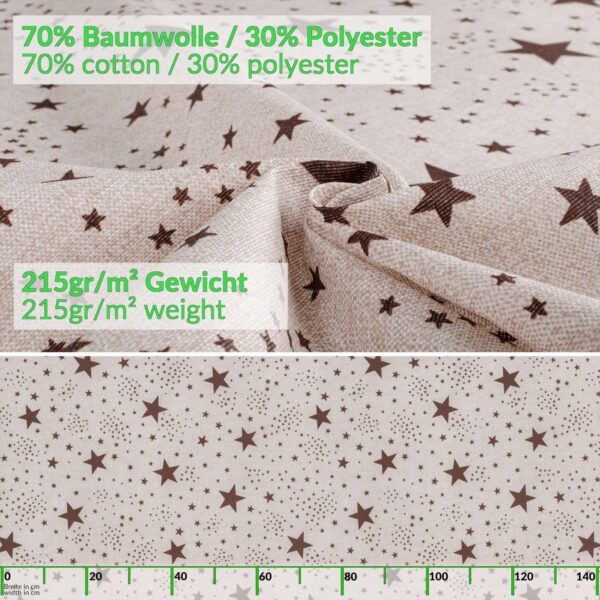 Weihnachtstischdecke Textil Tischdecke Tischwäsche abwaschbar Tischtuch Baumwolle Polyester Christmas Stars – 90x130cm, Schnittkante
