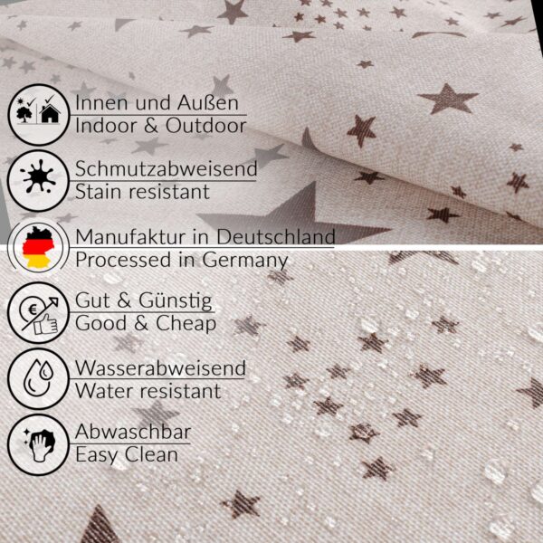 Weihnachtstischdecke Textil Tischdecke Tischwäsche abwaschbar Tischtuch Baumwolle Polyester Christmas Stars – 90x130cm, Schnittkante