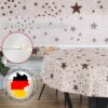 Weihnachtstischdecke Textil Tischdecke Tischwäsche abwaschbar Tischtuch Baumwolle Polyester Christmas Stars – Rund 100cm, Schnittkante