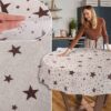 Weihnachtstischdecke Textil Tischdecke Tischwäsche abwaschbar Tischtuch Baumwolle Polyester Christmas Stars – Rund 120cm, Schnittkante