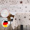 Weihnachtstischdecke Textil Tischdecke Tischwäsche abwaschbar Tischtuch Baumwolle Polyester Christmas Stars – 220x140cm, Schnittkante