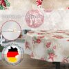 MRT68848_OV_30-2 Weihnachtstischdecke Textil Tischdecke Tischwäsche abwaschbar Tischtuch Baumwolle Polyester Stern Kugel Rot Beige – Oval 200x140cm, Schnittkante