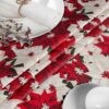 Weihnachtstischdecke Textil Tischdecke Tischwäsche abwaschbar Tischtuch Baumwolle Polyester Christmas Flower – 120x140cm, Schnittkante