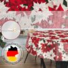 MRT68850_RU_30-1 Weihnachtstischdecke Textil Tischdecke Tischwäsche abwaschbar Tischtuch Baumwolle Polyester Christmas Flower – Rund 120cm, Schnittkante
