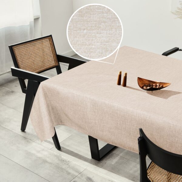 Tischdecke abwaschbar Stofftischdecke Tischwäsche Baumwolle-Polyester Grau Creme – Creme, 120x160cm