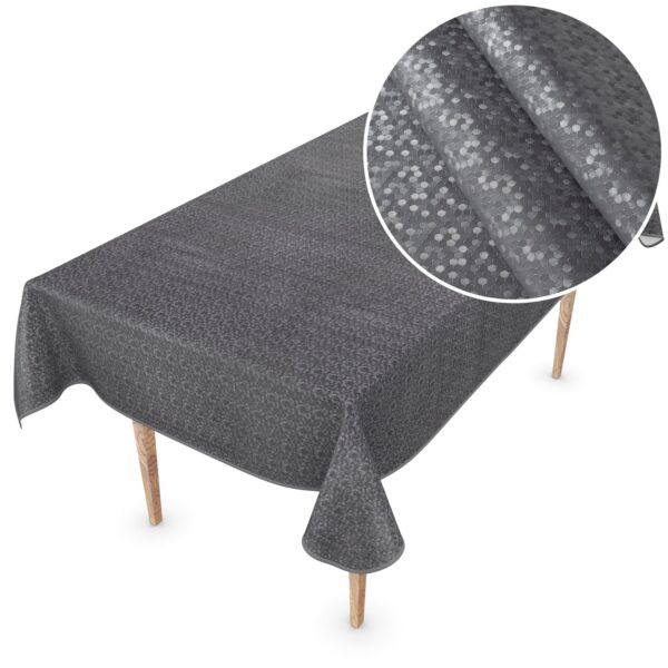 Wachstuch Tischdecke Soft Premium Wachstischdecke 0,5mm Stärke Punkte Damast Mehrfarbig mit Saum – Anthrazit, 110x150cm