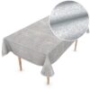 Wachstuch Tischdecke Soft Premium Wachstischdecke 0,5mm Stärke Punkte Damast Mehrfarbig mit Saum – Silber, 110x150cm
