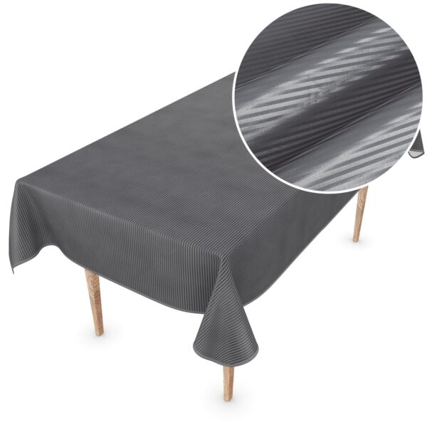 Wachstuchtischdecke Premium Soft Wachstischdecke 0,5mm Stärke Streifen Damast Mehrfarbig mit Saum – Anthrazit, 110x150cm