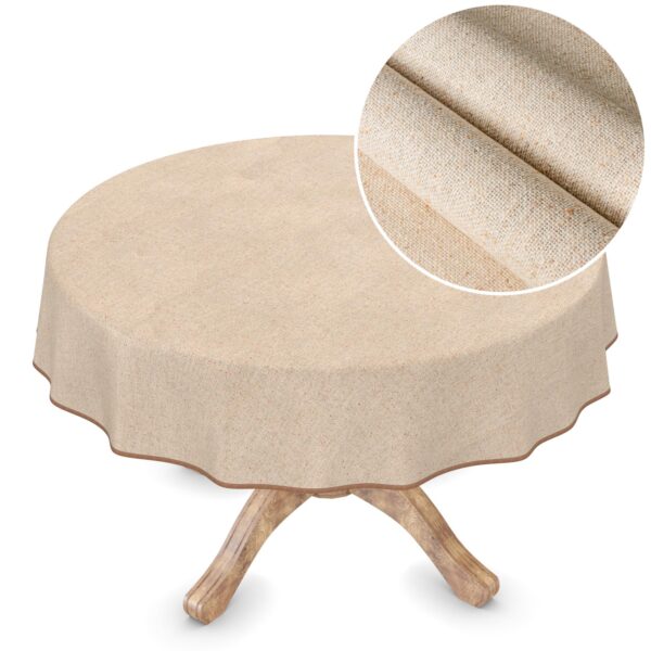 Stoff Tischdecke beschichtet abwaschbar DUO zweiseitig Beige – 100x140cm