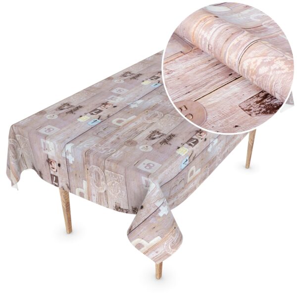 Wachstuchtischdecke abwaschbar Tischdecke Wachstuch Textileffekt Prägung Chic & Charme Modern Holz Industrie Breite 140cm – 100x140cm, Schnittkante