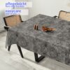 Wachstuchtischdecke Tischdecke abwaschbar Outdoor Premium Leinenprägung Gartentischdecke Anthrazit Blume Breite 140cm